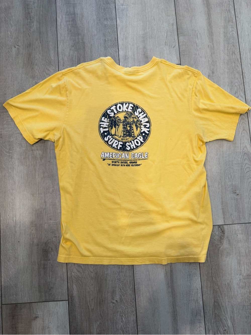 American Eagle Outfitters Yellow Graphic Surf Shop Tee